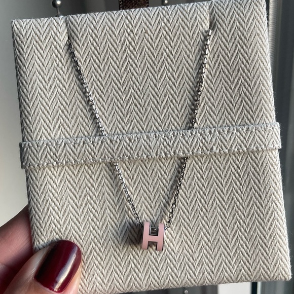 Like new Pink Sakura Palladium Mini Pop H Necklace - Picture 1 of 2